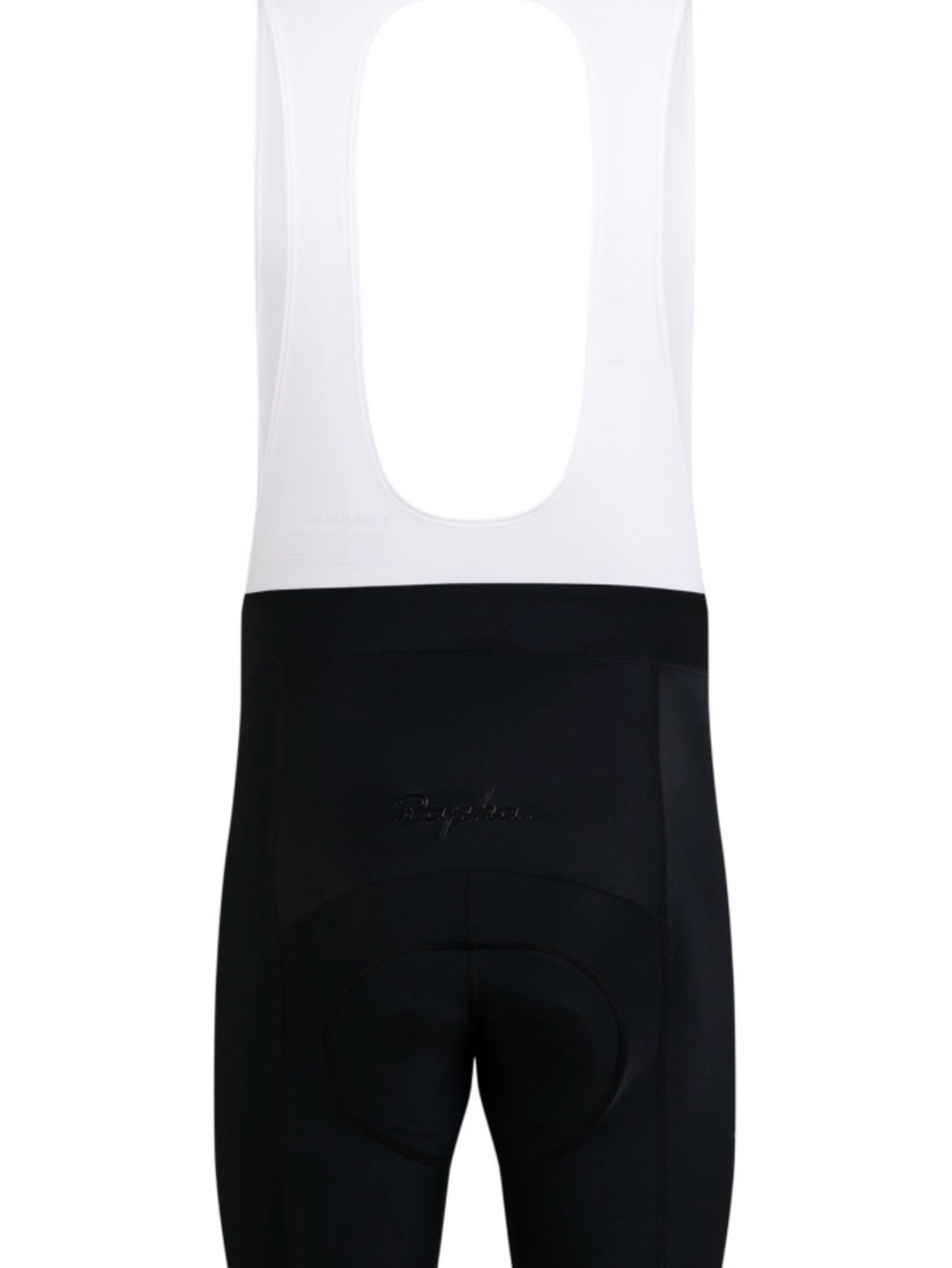 Rapha Black Bib Shorts with White Straps